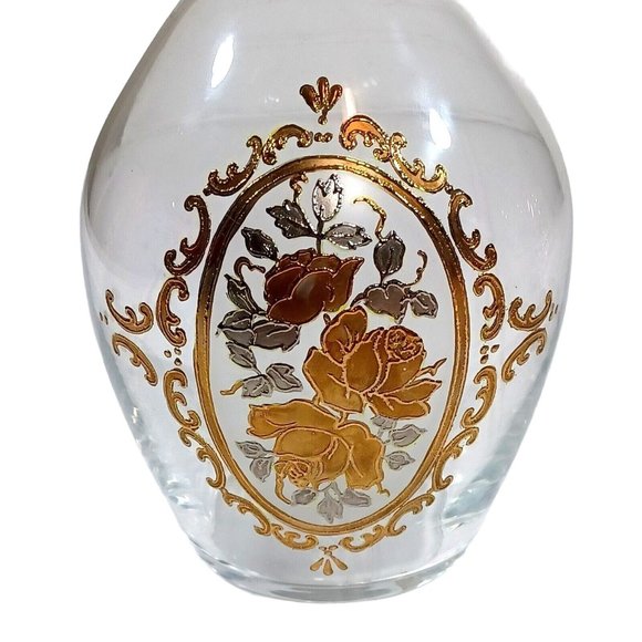 Antique Gold Rose Opaline Bohemian Art Glass Cordial Decanter & 4 Liqu… - Picture 3 of 9
